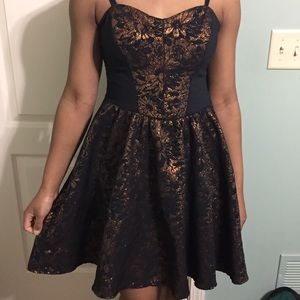 Betsy Johnson Gold Floral Homecoming Dress